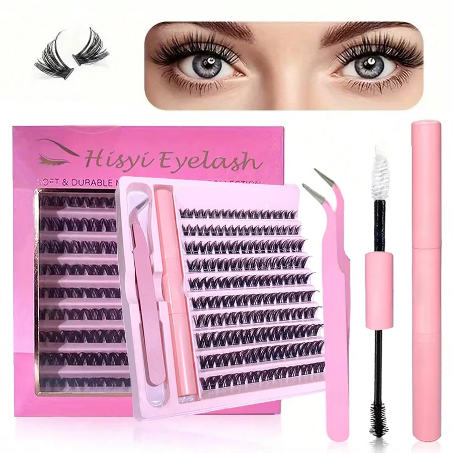 3D 190 Pcs DIY Cluster Lashes Kit – Bond, Seal & Curler DIY Lash Extension Kit HIP