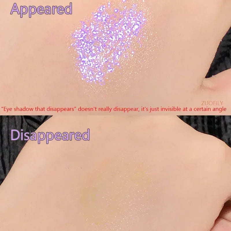 Disappears Glitter Eyeshadow Palette Purple Sequins Pigment Crystal Mud Shining Eyes Makeup Waterproof Lasting Midnight Party HIP