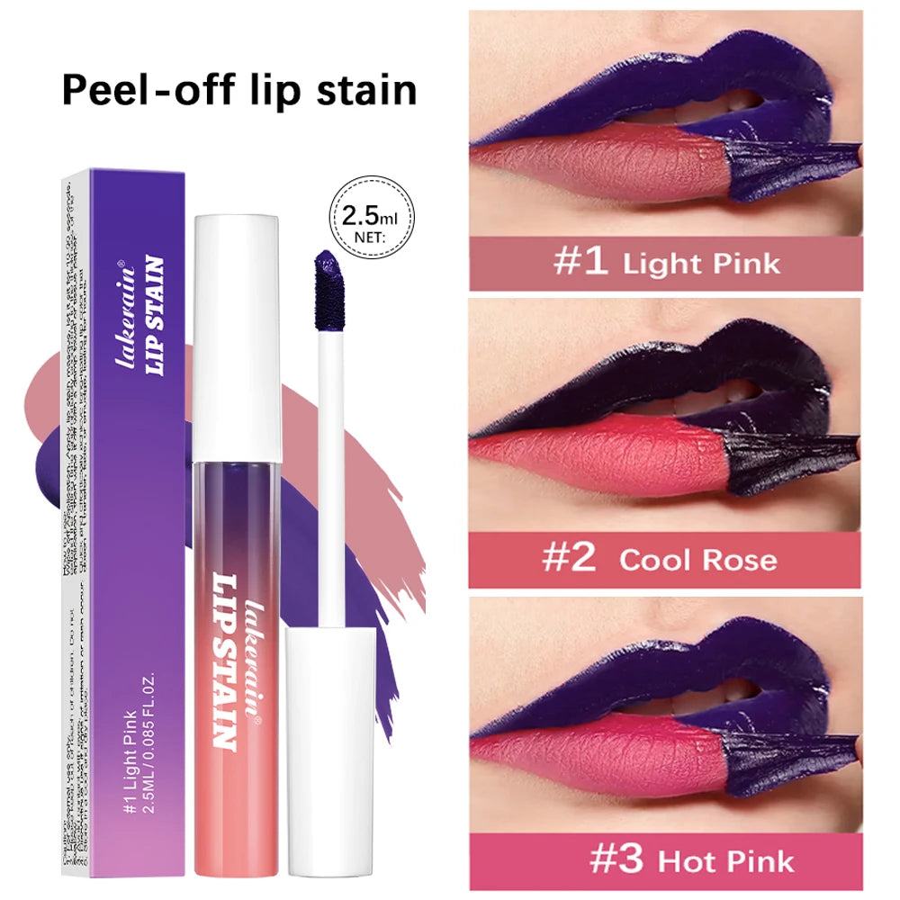 Long Lasting Waterproof Peel Off Lip Stain Lip Tint Transfer Proof Non-stick Cup Matte Reveal Lip Stain Cosmetics for Women HIP 3pcs