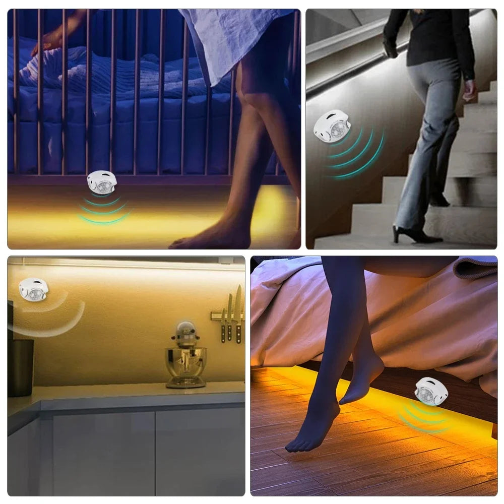 12V PIR Motion Sensor LED Strip Lights Auto On/Off Stairs Wardrobe Kitchen Closet Backlight 1M-5M Waterproof Under Cabinet Light HIP