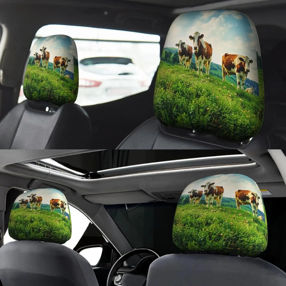 2-Pack Cow Print Car Headrest Covers – Universal Fit Car Headrest Covers HIP