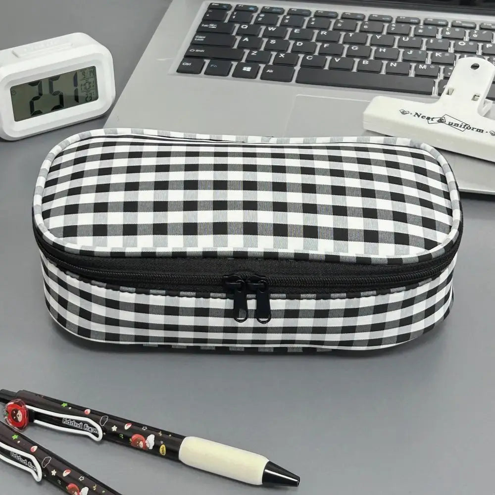 Red Plaid Pencil Case – Large Capacity Stationery Pouch Pencil Case Pouch HIP
