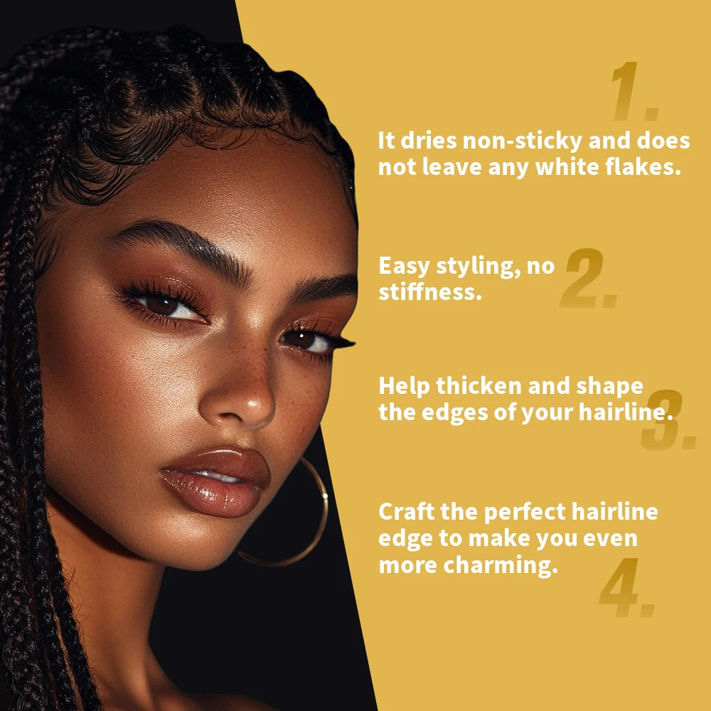 Edge Control Strong Hold Hair Gel Thick Edges Styling Gel Non-Greasy Non-Flaking No White Cast Long Lasting Supports All Hair Ty HIP