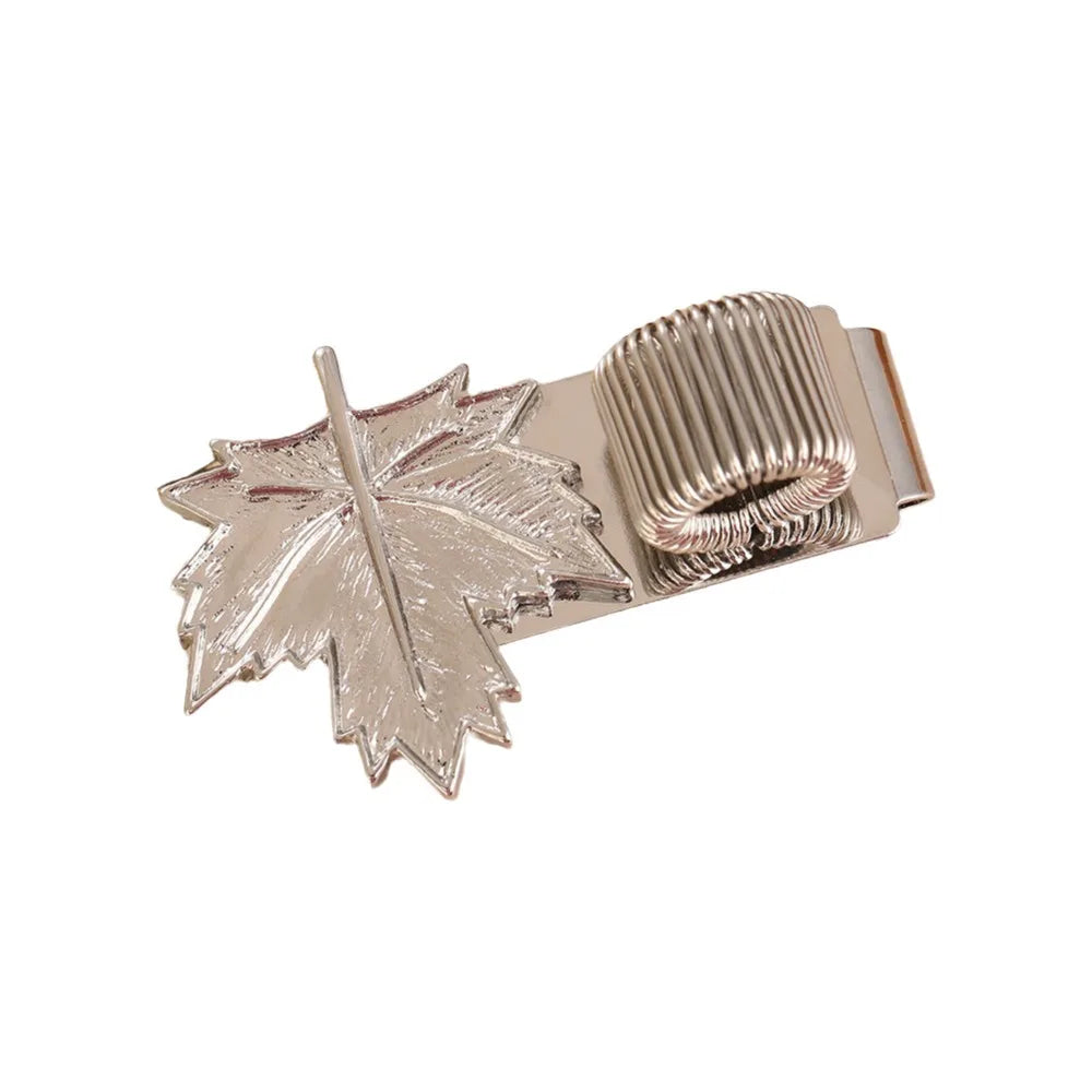 Maple Leaf Metal Pen Loop Holder Bookmark for Notebooks Pen Clip Bookmark HIP Silver
