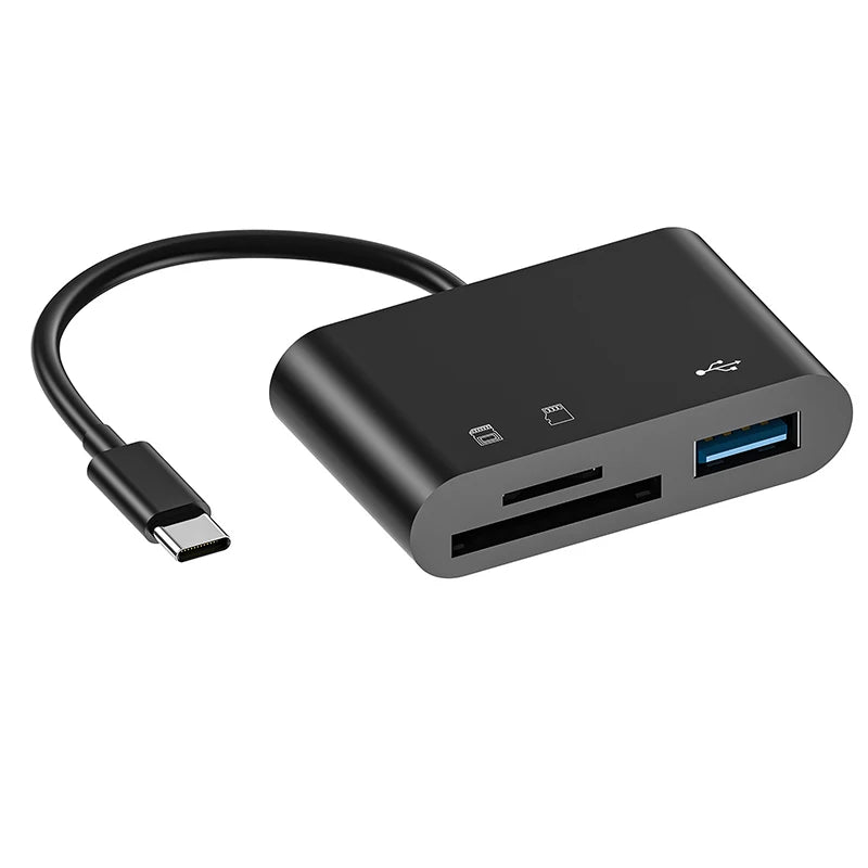 OTG USB-C Card Reader Adapter – SD, TF & USB Hub | OULLX USB-C Card Reader HIP A Black