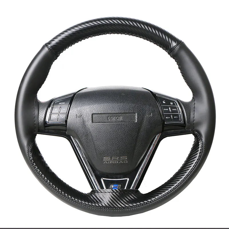 Carbon Fiber Leather Steering Wheel Cover – Universal 38cm Steering Wheel Cover HIP