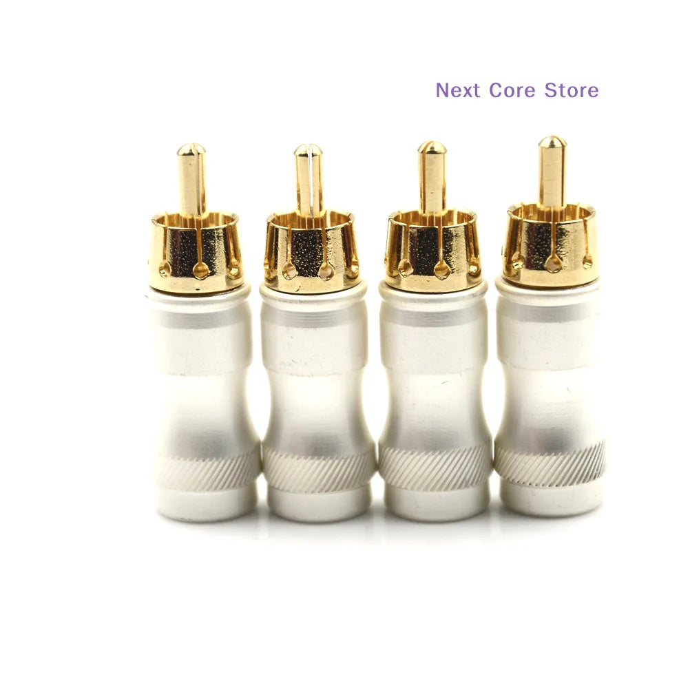 4-Pack Gold-Plated Male Plug HiFi Audio Connector Adapter Audio Connector Adapter HIP