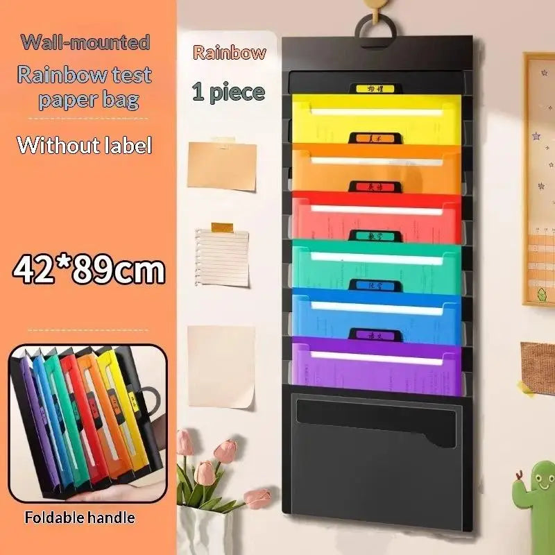 Rainbow 6-Pocket Hanging File Organizer – Wall Mount & Portable Hanging File Organizer HIP B Multicolor