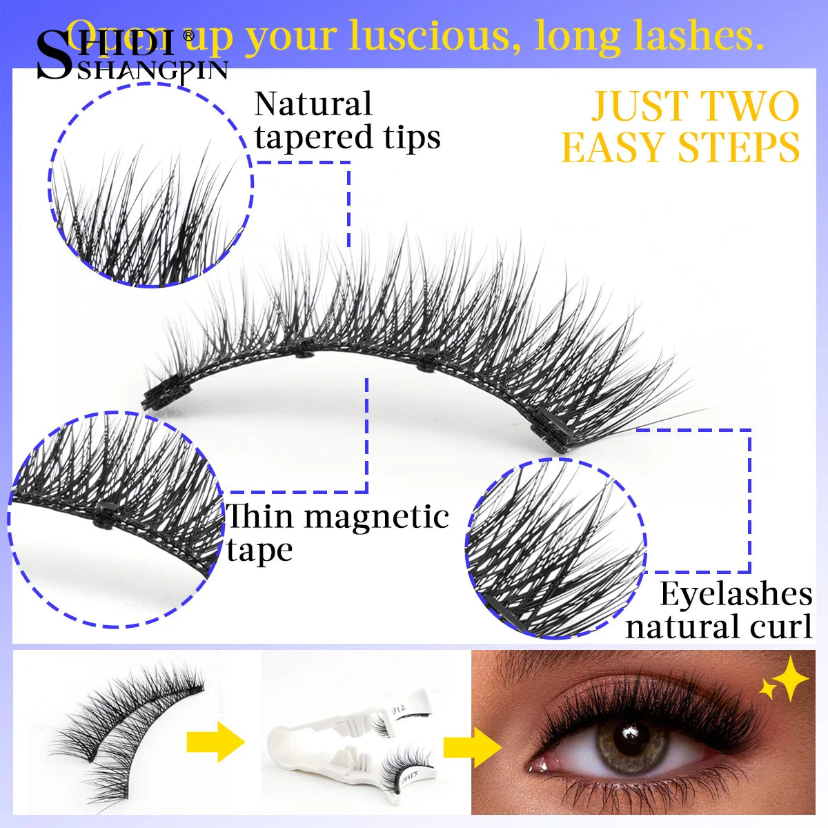 1/2 Pair Reusable Magnetic Eyelashes Tweezers Set Faux Mink Lashes Handmade 3D Natural False Eyelashes and Magnetic Tweezers Set HIP