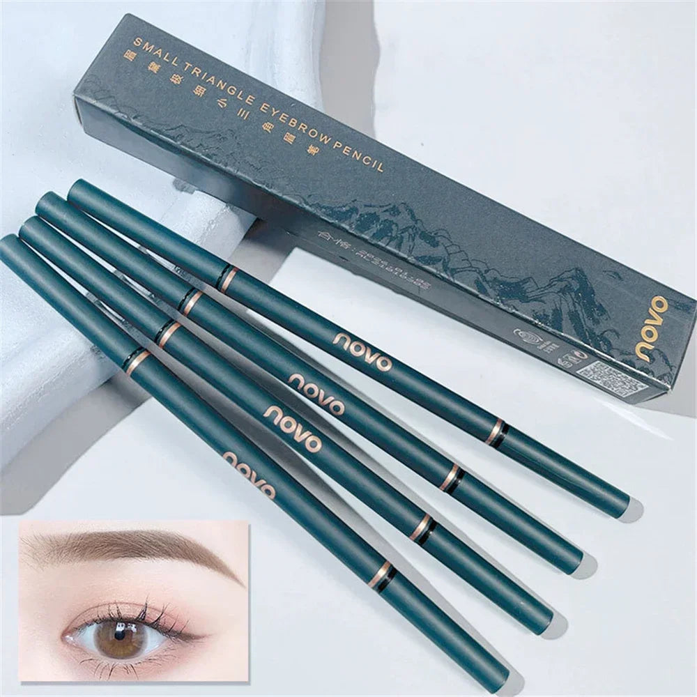 Novo Color Double Eyebrow Pencil with Brush Waterproof Lasting Extremely Slim Sketch Eye Brow Tattoo Pen Eye Makeup Cosmetic HIP