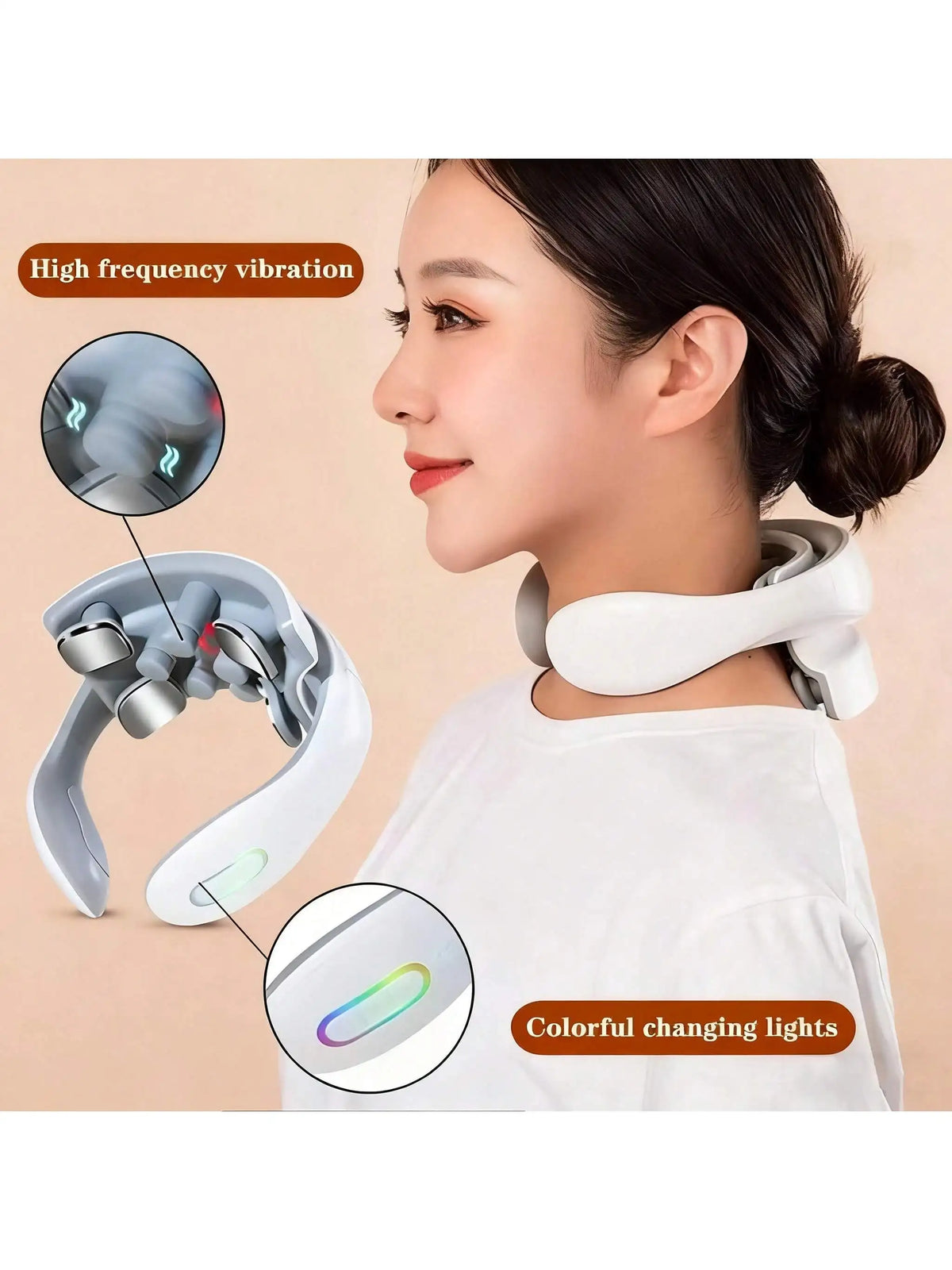 Smart Neck Massager – 5 Modes, Portable & Ergonomic Neck Massager HIP white