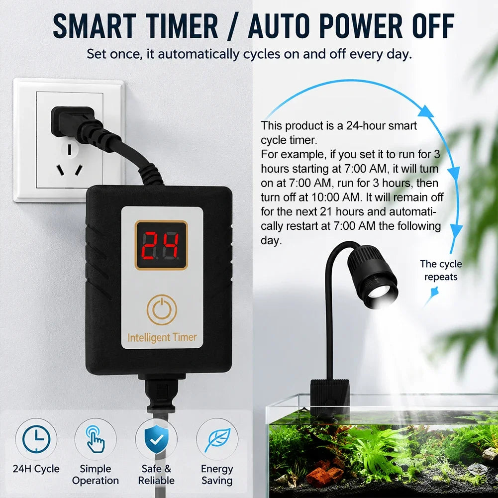 Portable Cycle Aquarium Timer Stable Black Generator Timing Switch Adjustable Fish Tank Timer For Aquarium Grow Light HIP