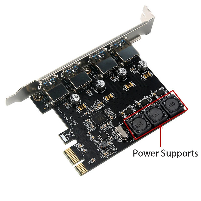 PCIe to USB 3.0 Expansion Card – 4-Port Self-Powered Adapter PCIe USB Expansion Card HIP