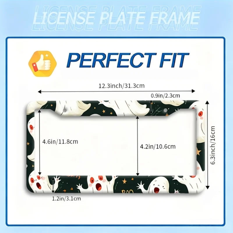 Halloween Ghost Boo Aluminum License Plate Frame | Car Gift License Plate Frame HIP