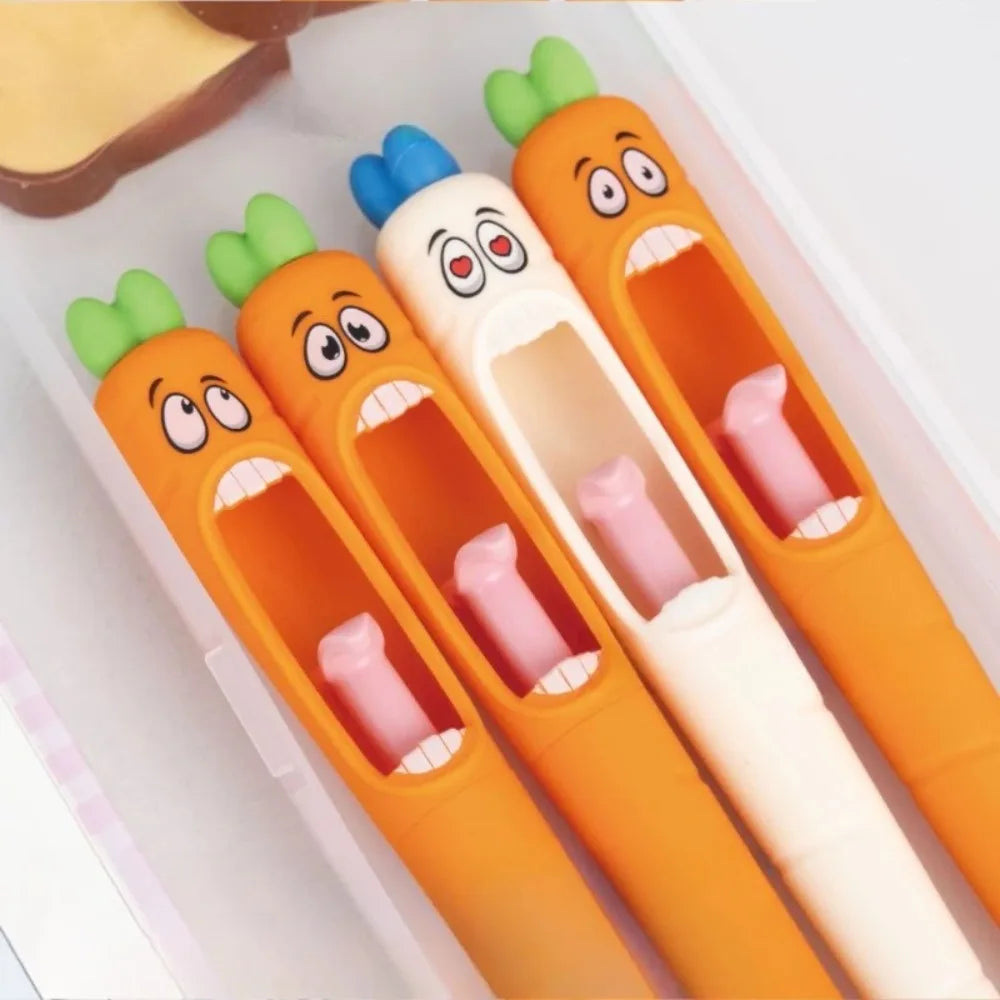 4-Pack Carrot Shaped Gel Pens – Retractable 0.5mm Novelty Set Novelty Gel Pen Set HIP