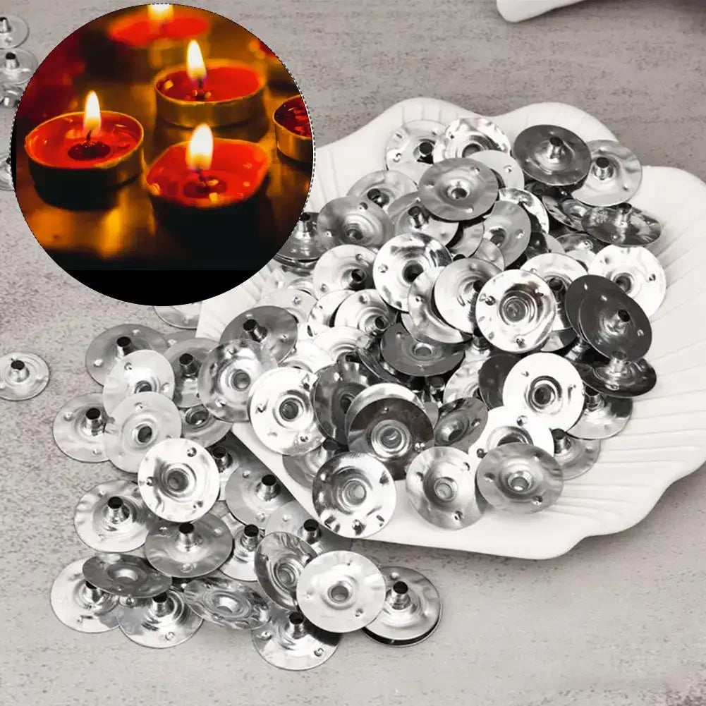 100PCS Candle Wick Tabs Metal Sustainer Tabs Multi-Purpose Candle Wick Base 20/16/14/12.5mm for Wide Variety Wicks Candle DIY HIP