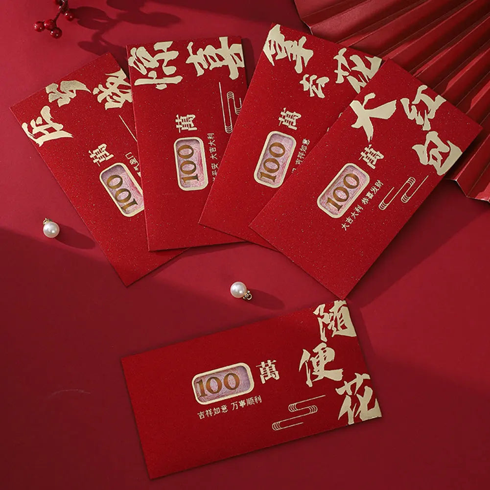 6pcs Horse Year Chinese Style Red Envelopes 2026 New Year Hongbao Blessing Good Celebration Party Red Packet Luck Money Bags HIP