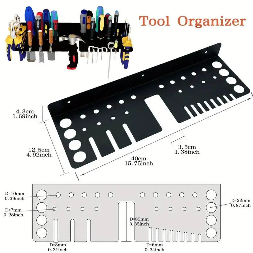 Wall Mounted Steel Tool Rack – Screwdriver & Pliers Organizer Wall Tool Organizer HIP