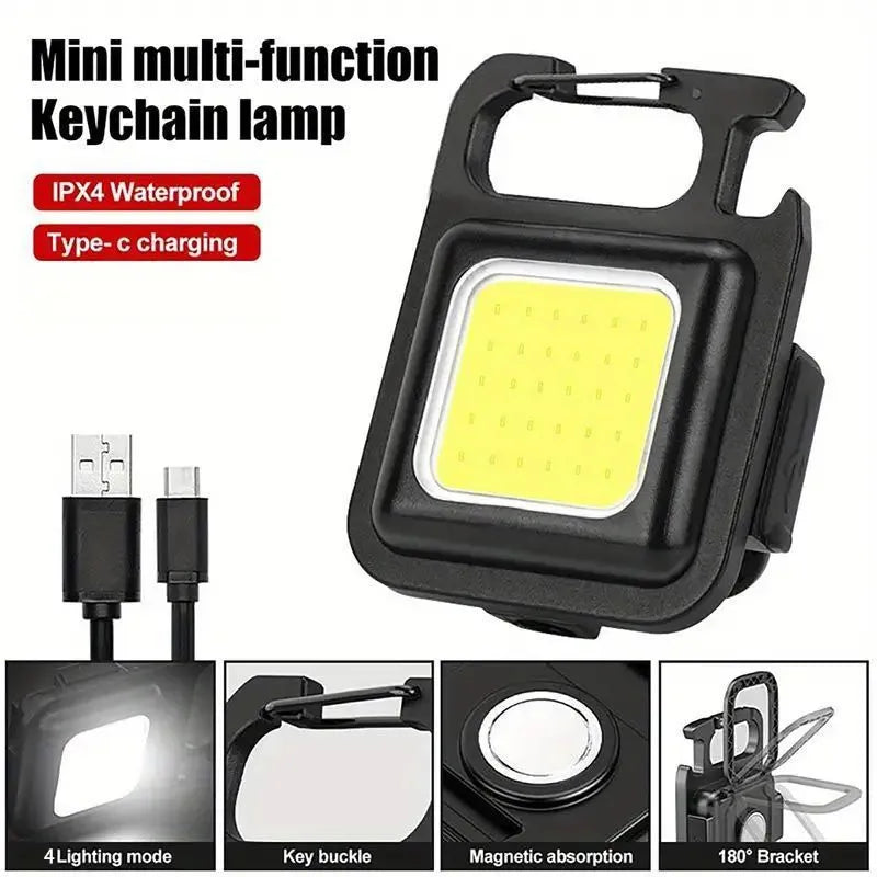 ESMARTER COB Keychain Flashlight – Rechargeable Mini EDC Torch EDC Keychain Flashlight HIP