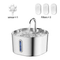2.2L Stainless Steel Pet Water Fountain, Ultra-Quiet Design, Replaceable Filter, Suitable for Dogs & Cats, Easy to Clean` HIP 1set-3filter-sensor No plug