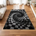 2D Optical Illusion Black White Vortex Area Rug | Non-Slip Area Rug HIP 1 50x80cm-Felt
