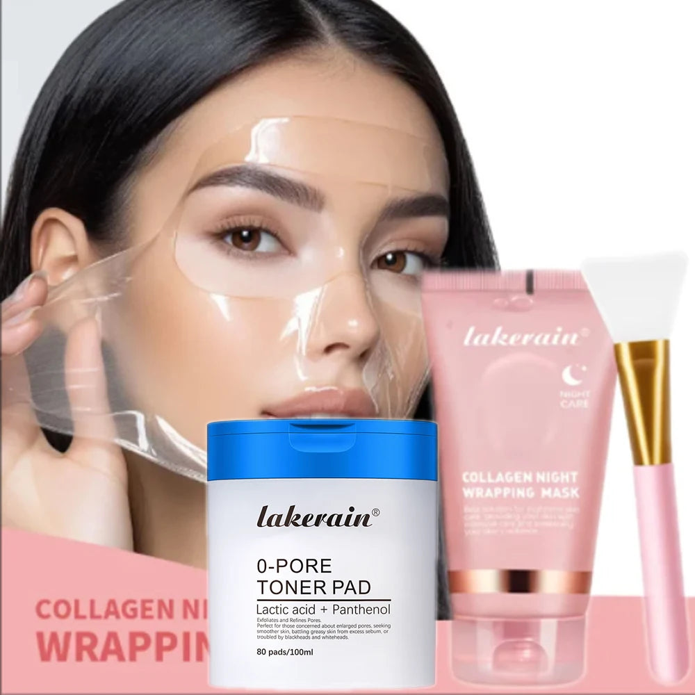 3pcs Collagen 5pcs Skin Care Set Hydrating Firming Moisturizing Jelly Cream Peel Off Facial Mask Toner Kit HIP 3pcs1set
