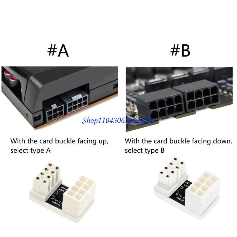 GPU PCIe 8-Pin 180° U-Turn Power Adapter for Desktop PC PCIe Power Adapter HIP