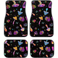 4-Piece All-Weather Car Floor Mats – Mushroom & Pumpkin Print Car Floor Mats HIP black