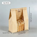 50PCS Cowhide Bread Bags Toast Bags Packaging Bags Self Sealing Bread Bags Baked Goods Packaging Bag for Sandwich Pastry Shops HIP 12 5 23.5cm 50PCS -