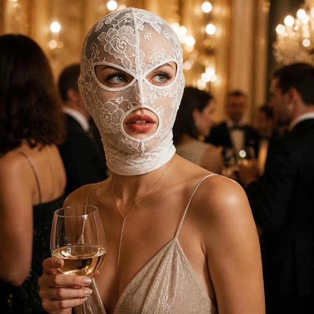 Full Face Lace Mask – Halloween Cosplay & Masquerade Party Costume Lace Mask HIP