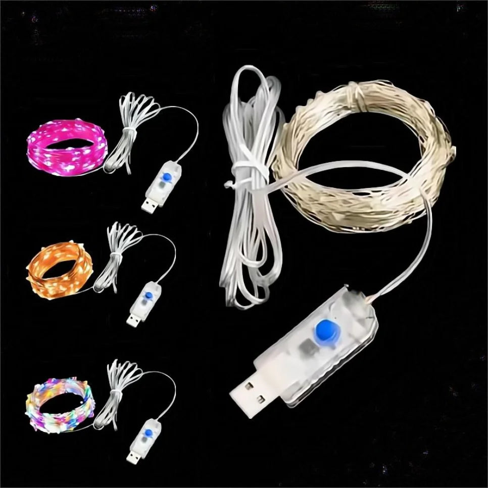 USB Silver Wire LED Fairy String Lights – 8 Modes, 1M–20M LED Fairy String Lights HIP