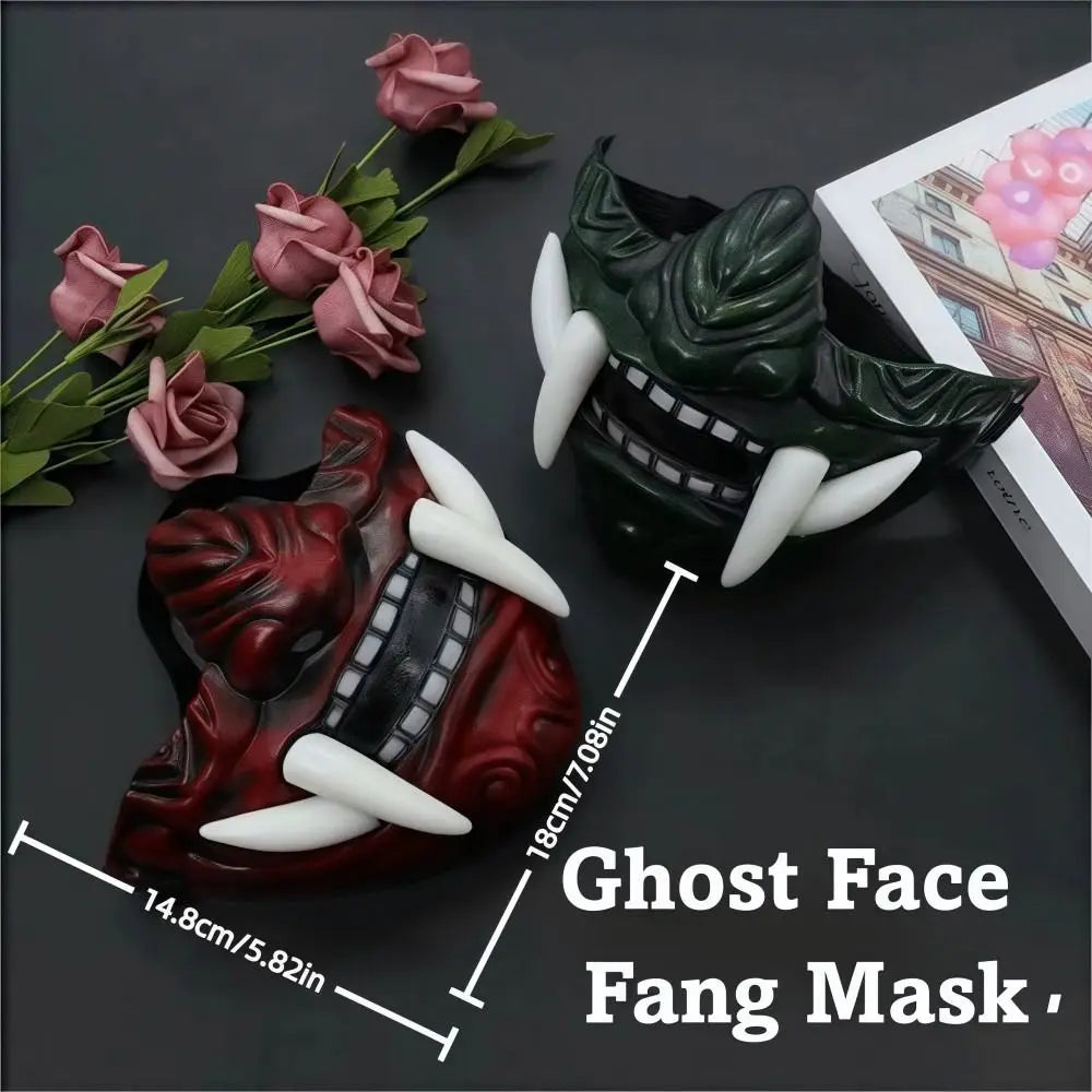 3D Japanese Samurai Cosplay Mask – Realistic Fang Full Face Cosplay Costume Mask HIP