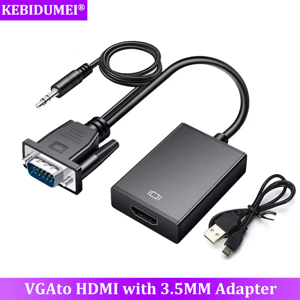 HD 1080P VGA to HDMI Converter with Audio Cable – kebidumei Video Signal Converter HIP