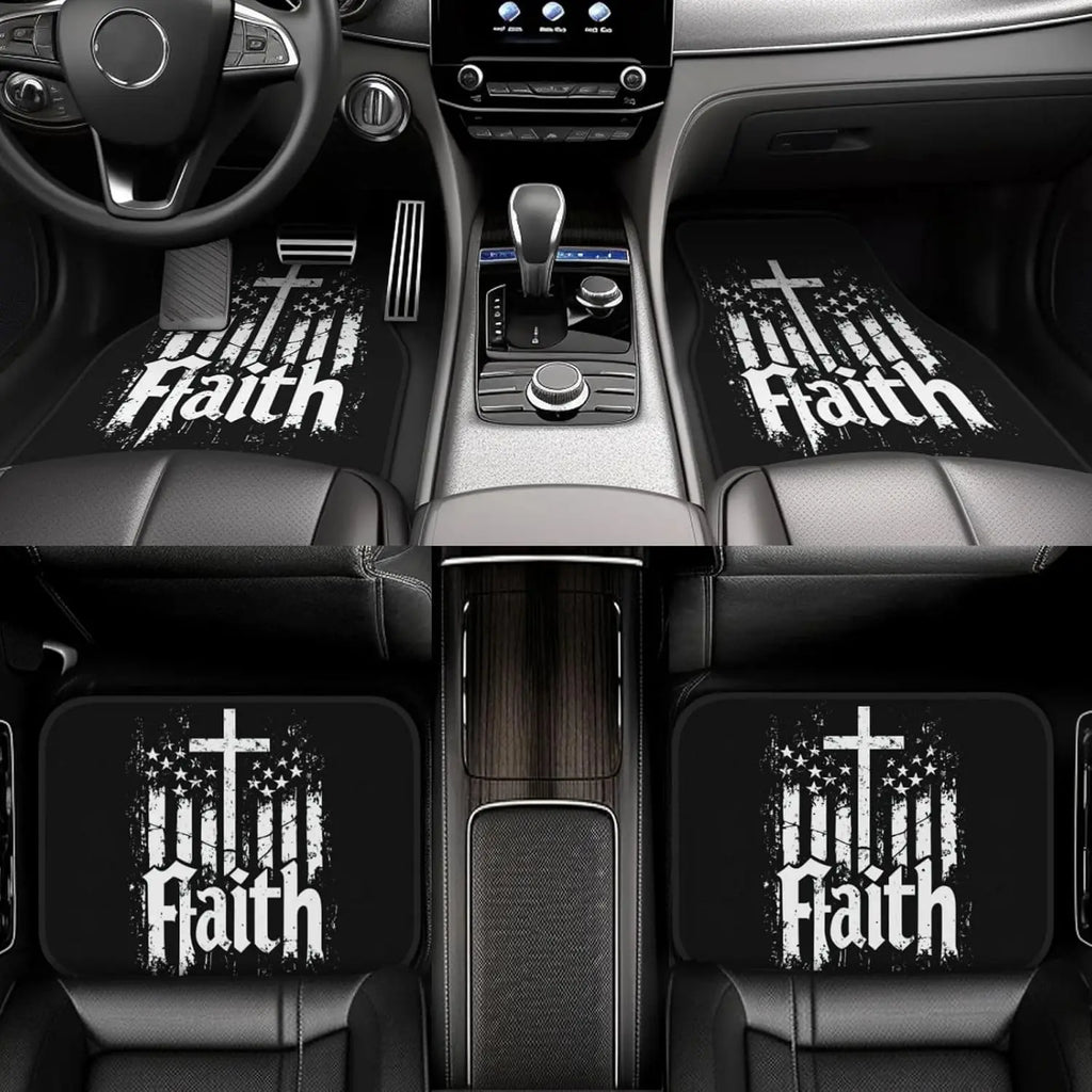 Christian Distressed USA Flag Car Floor Mats – Set of 4 Car Floor Mats HIP