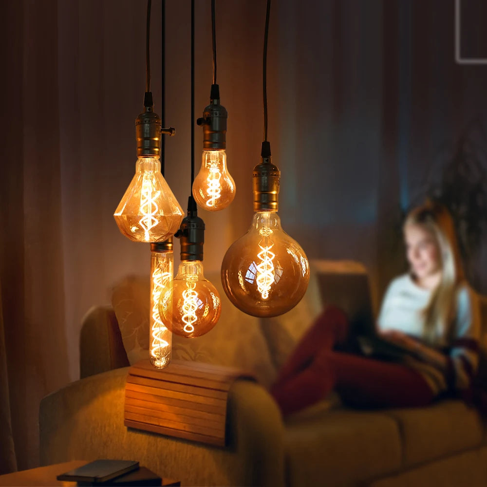 YNL E27 LED Filament Vintage Edison Bulb 4W – A60 ST64 G95 LED Filament Bulb HIP
