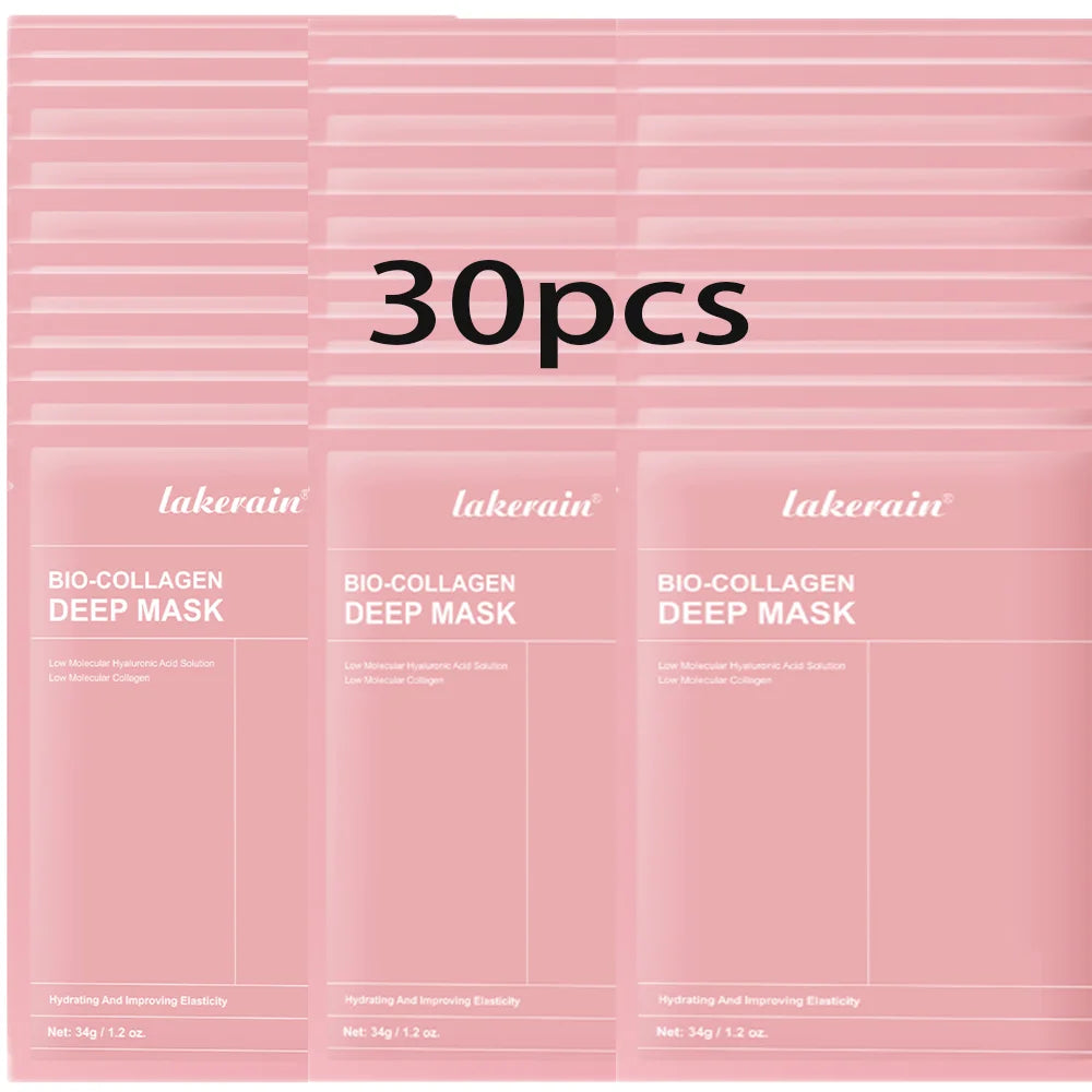 Bio-Collagen Real Deep Mask Supplement Collagen Hydrating Overnight Hydrogel Mask Elasticity Improvement Pore Minimizing Firming HIP 30pcs