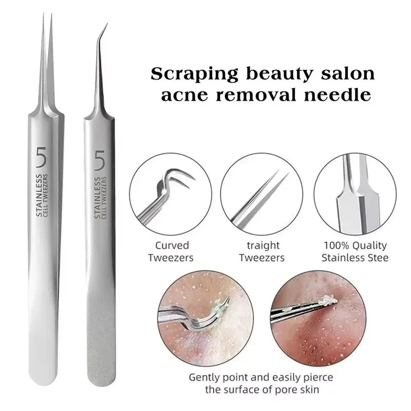 Blackhead & Ingrown Hair Removal Tweezer Kit – 3/8 Pcs Skin Care Tool Set HIP