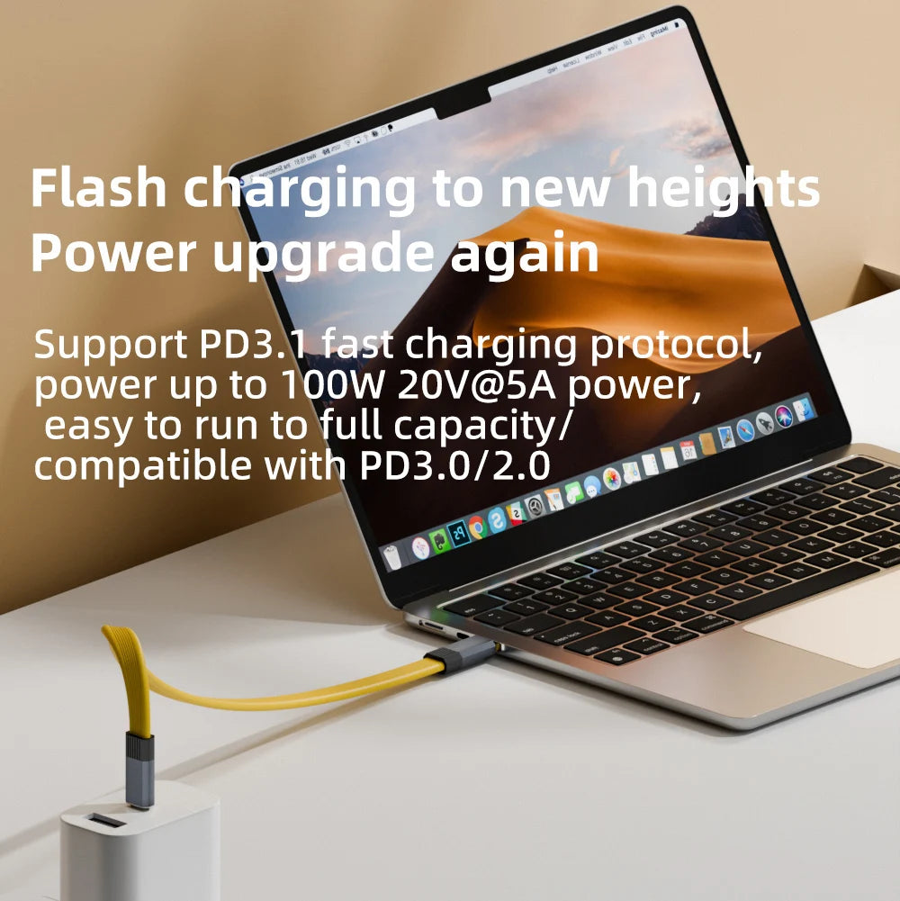 USB 3.2 20Gbps Flat USB-C Cable PD 100W 5A – 8K Thunderbolt USB-C Data Cable HIP