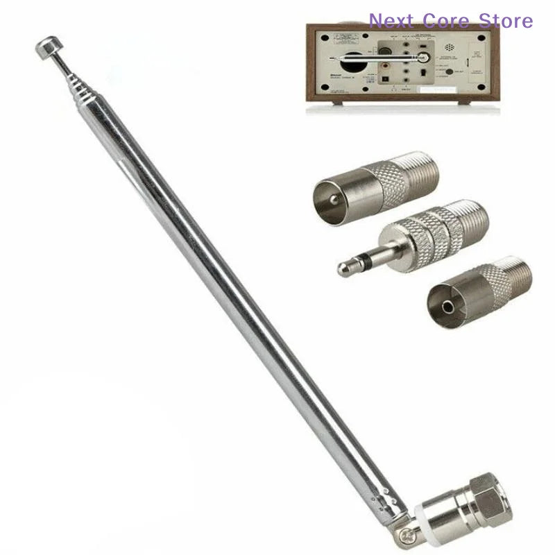 FM Telescopic Rod Antenna 4/5Pcs – 3.5mm & F-Type Adapters FM Radio Antenna HIP