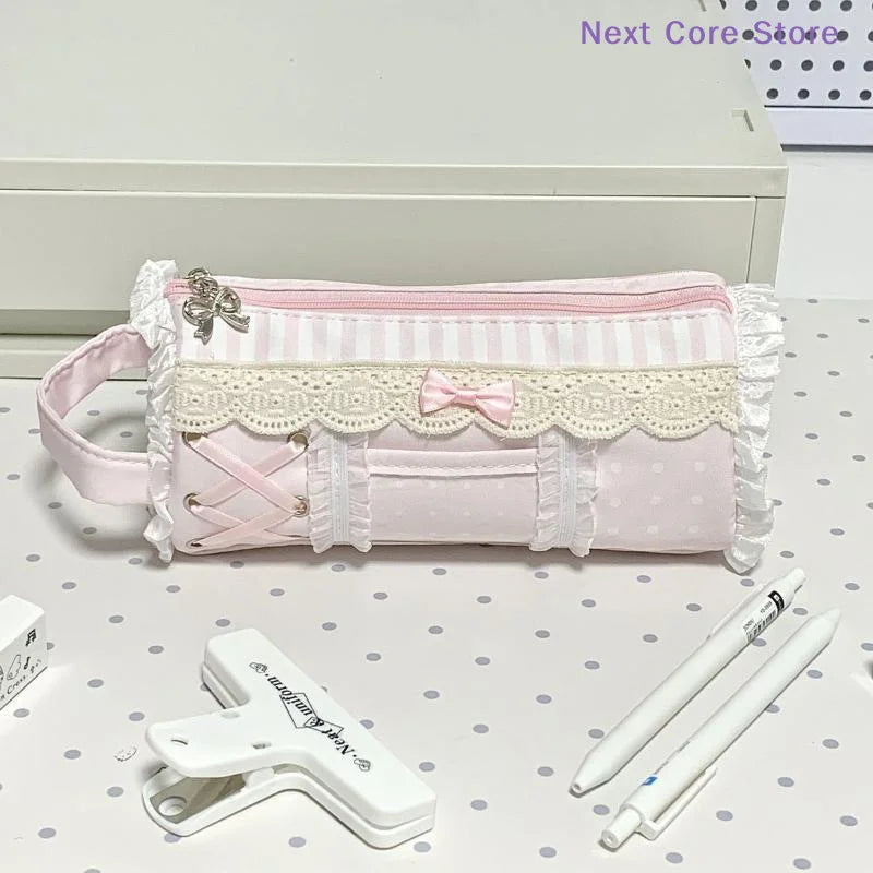 Cute Lace Pencil Case – Large Capacity Stationery Bag Lace Pencil Case HIP