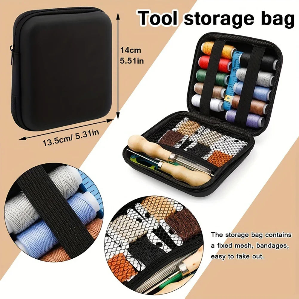 Portable Bag Repair Wallet Making Leather Working Leather Hand Sewing Kit 27/57Pcs DIY Stitching Tool Leather Craft Tools Set HIP