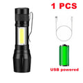 LDHLM USB Rechargeable LED Flashlight – Zoomable, Waterproof LED Rechargeable Flashlight HIP 1 PCS Built-in battery