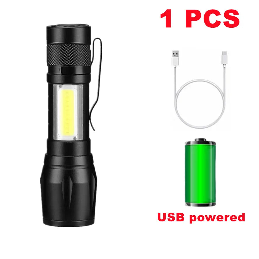 LDHLM USB Rechargeable LED Flashlight – Zoomable, Waterproof LED Rechargeable Flashlight HIP 1 PCS Built-in battery