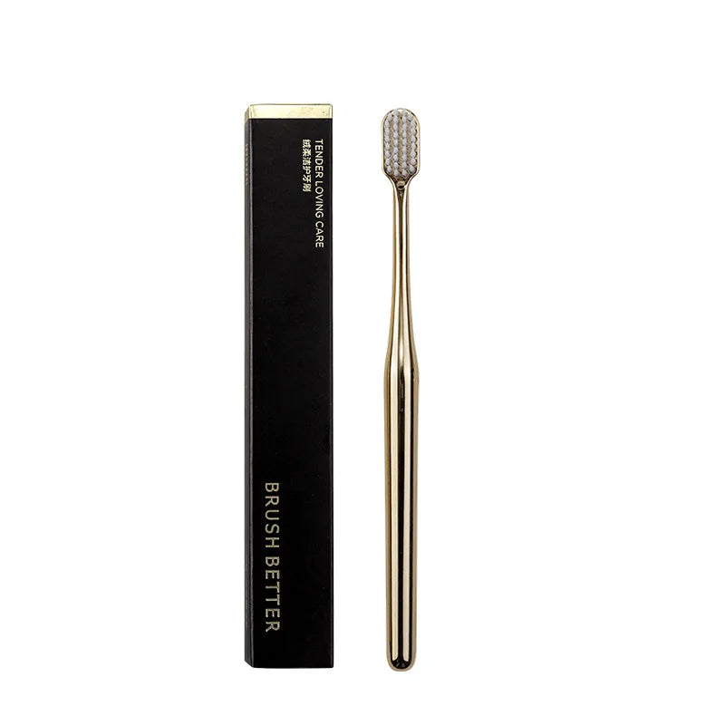 Luxury Soft Toothbrush Men Women Adult Tooth Brush Gold Silver Dental Brushes Elegance Gentle Toothbrushes Drop Shipping HIP Gold White