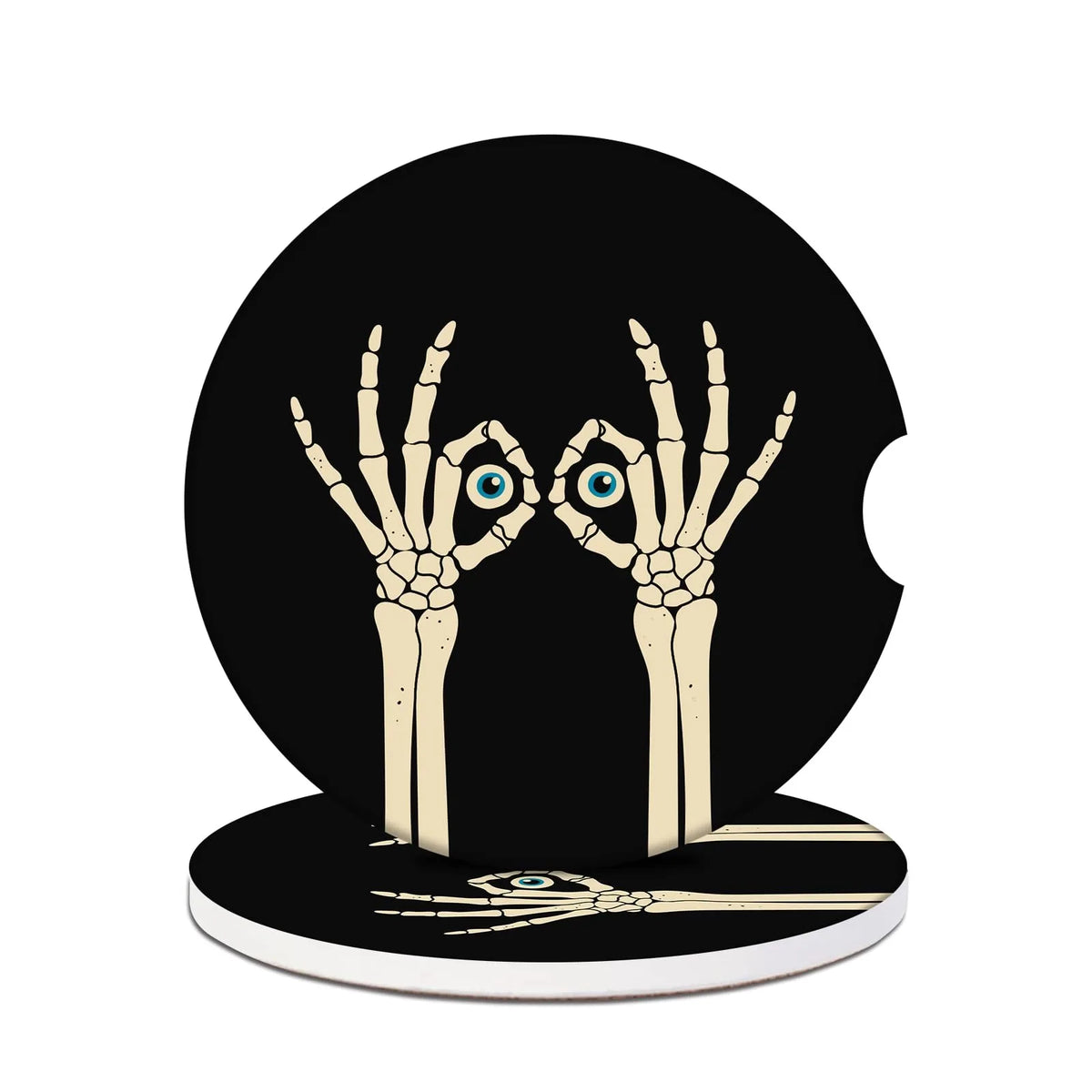 Skeleton Evil Eye Car Cup Holder Coasters – 2-Pack Ceramic Car Cup Holder Coasters HIP 1 Cork ceramics