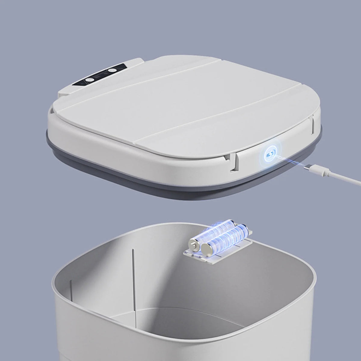 Motion Sensor Trash Can 18L Automatic Touchless Garbage Bin with Blue Luminous Press Ring for Bathroom Kitchen Living Room HIP