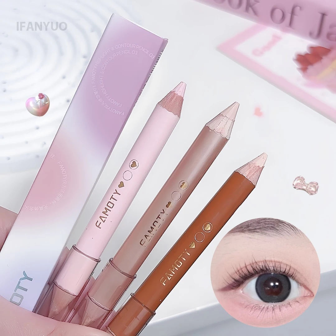 Double Head Highlighter Contour Stick V Face Outline Sculpt Nose Shadow Concealer Lying Silkworm Brighten Mineral Cream Gel Pen HIP