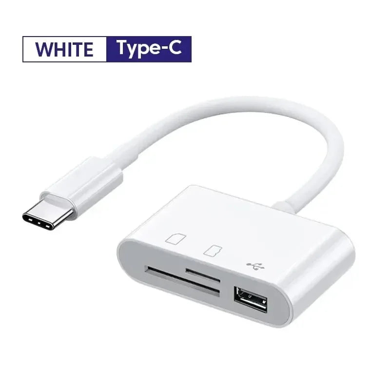 3-in-1 USB-C Hub – TF SD Card Reader & USB Adapter USB-C Hub Adapter HIP WHITE