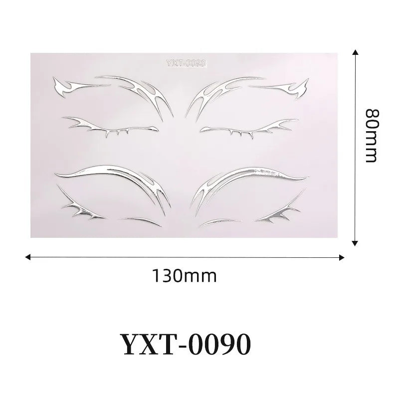 Silver Cosplay Eyelashes Eye Wing Tattoo Eyeliner Sticker Metal Facial Sticker Self Adhesive Face Decor Moon Star Tattoo Makeup HIP 0090