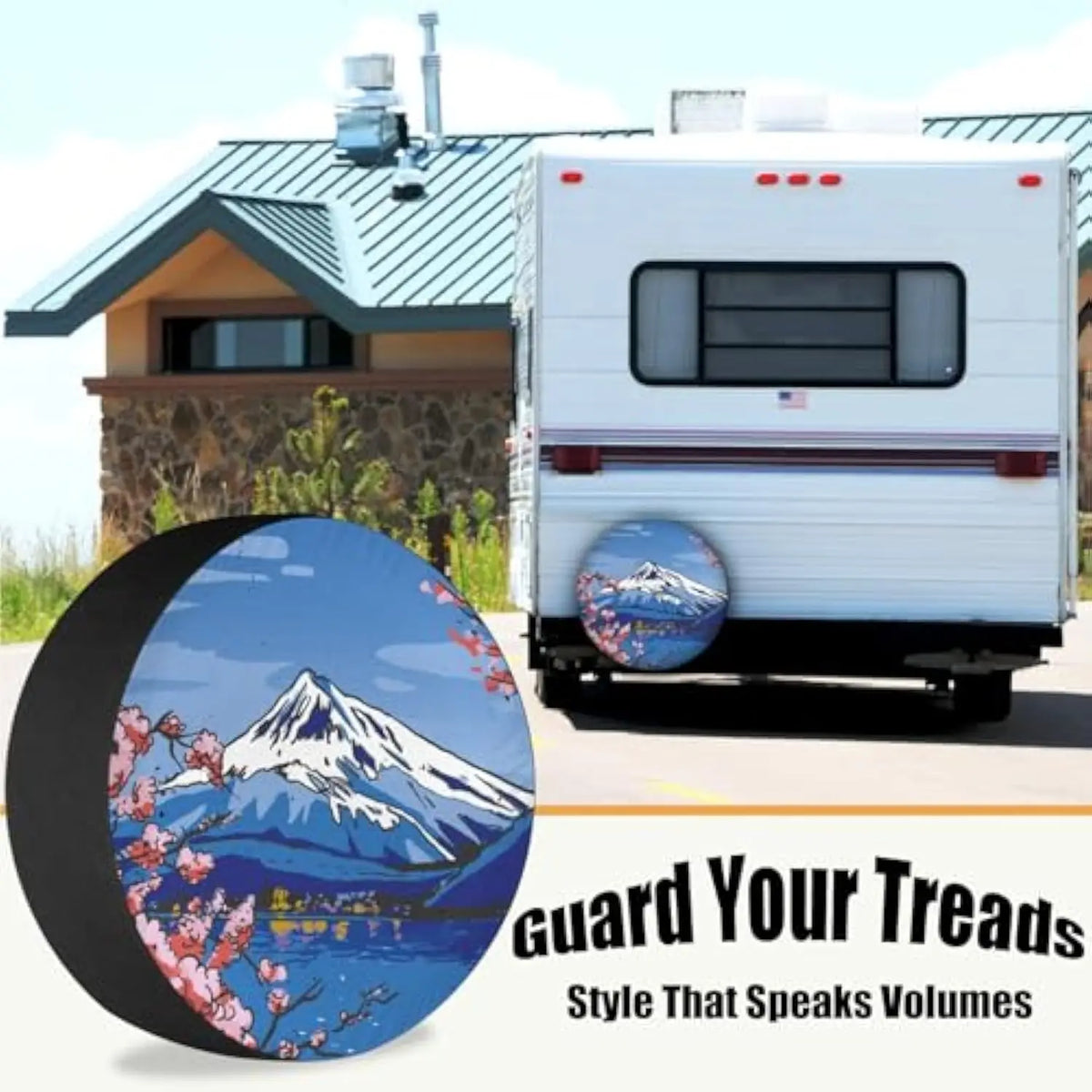 Mount Fuji Sakura Spare Tire Cover – Weatherproof Polyester Spare Tire Cover HIP